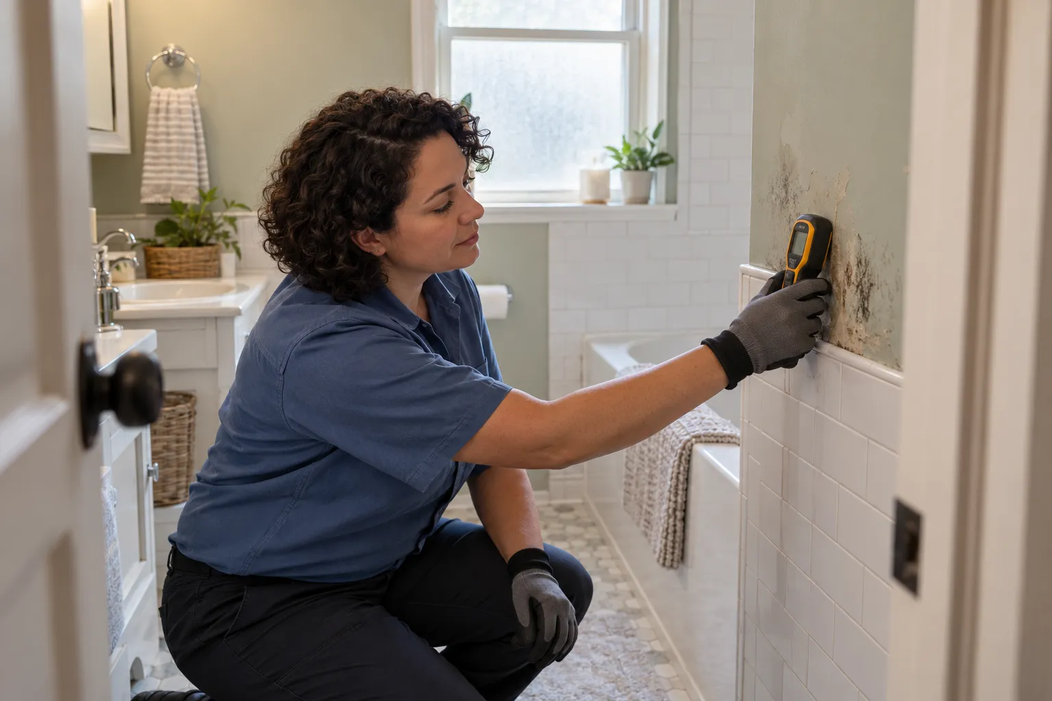 Mold remediation provider inspecting a home in Pompano Beach
